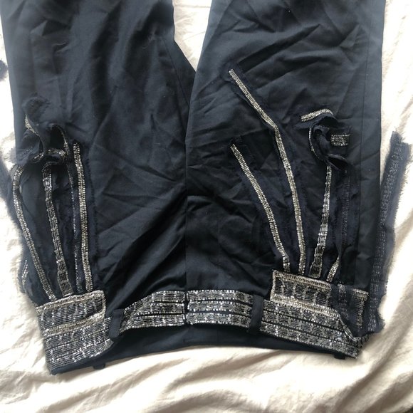 Black and Silver Beaded 90's flare pants - Picture 3 of 7